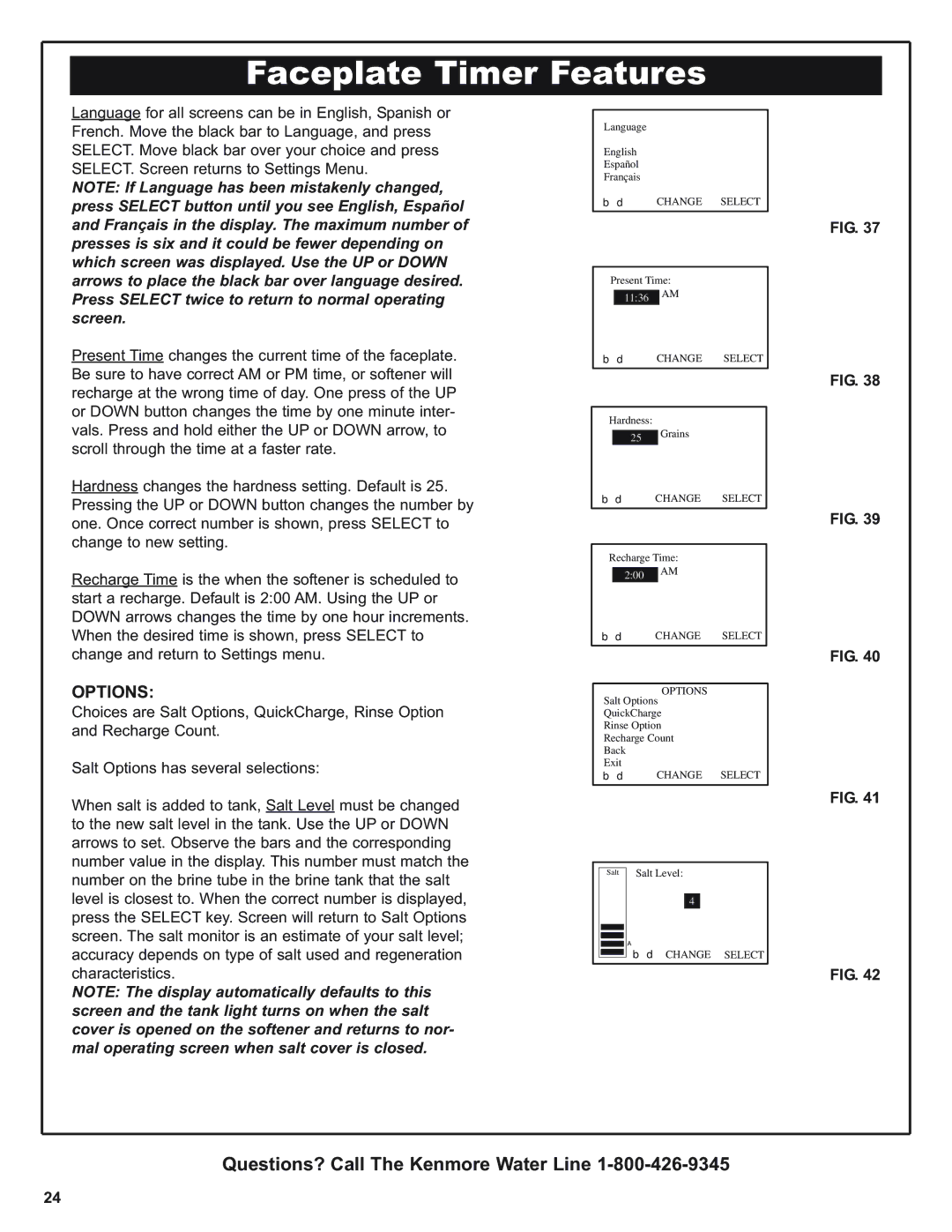 Kenmore 420 Series warranty Options 