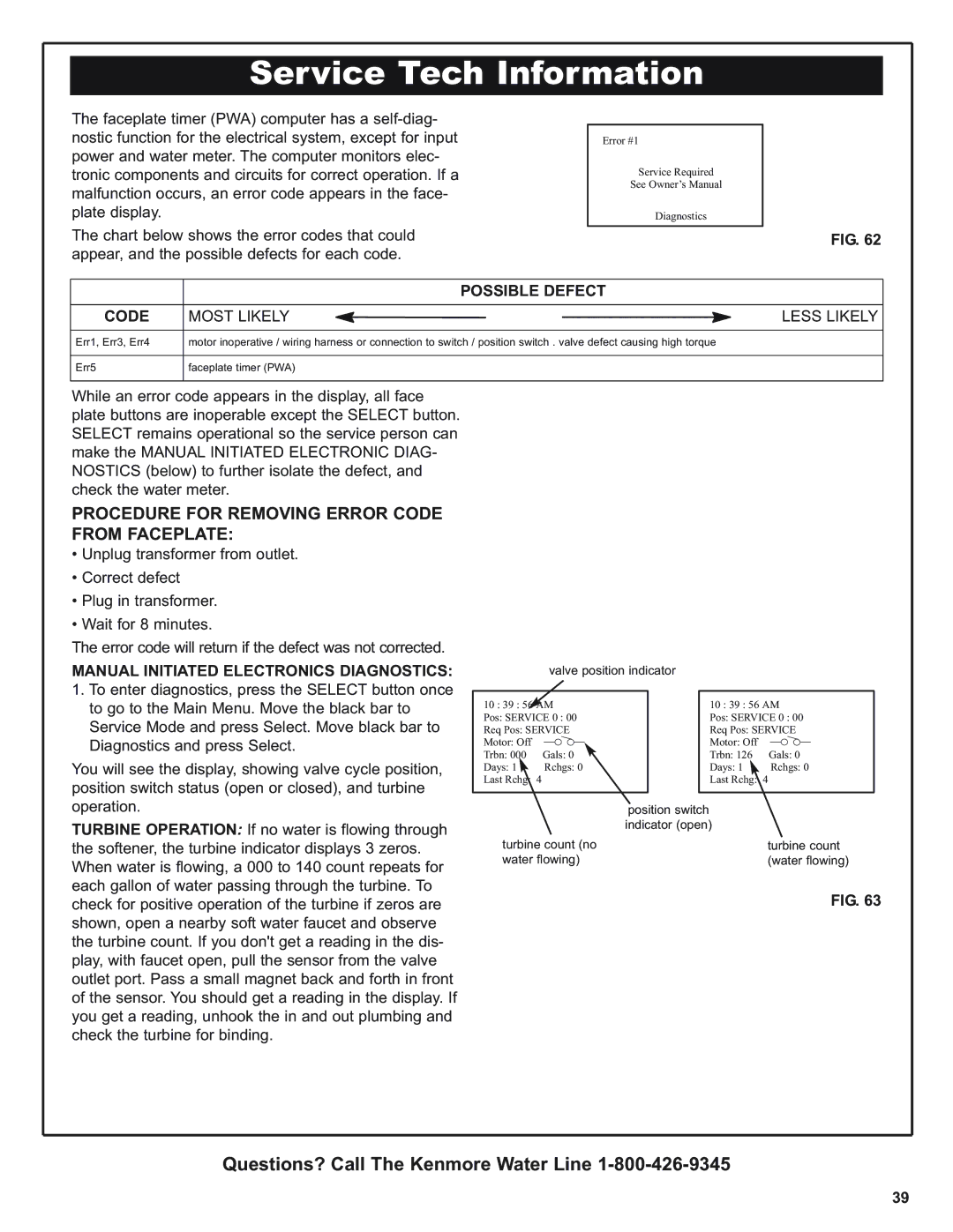 Kenmore 420 Series warranty Procedure for Removing Error Code from Faceplate, Possible Defect Code 