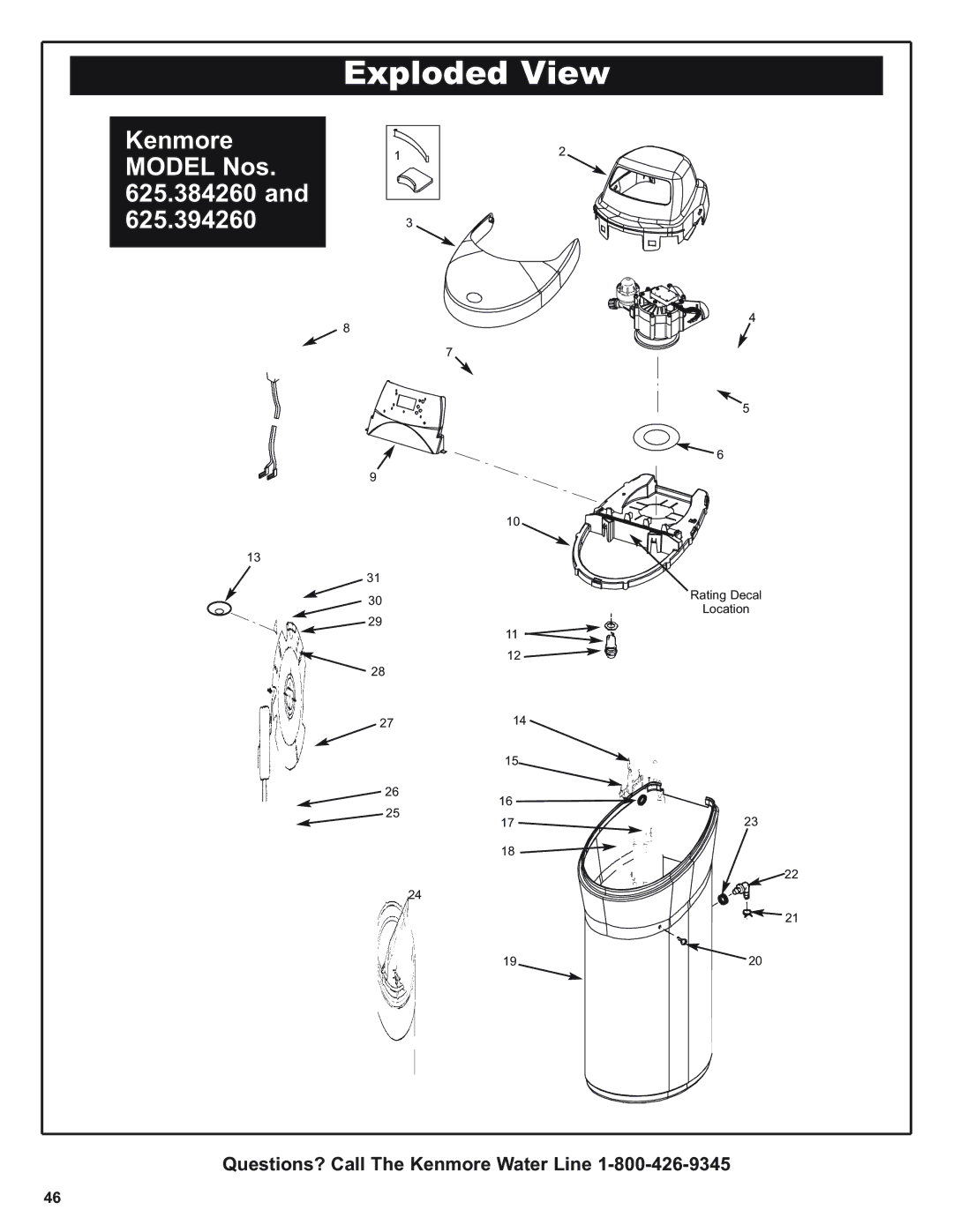 Kenmore 420 Series warranty Exploded View 