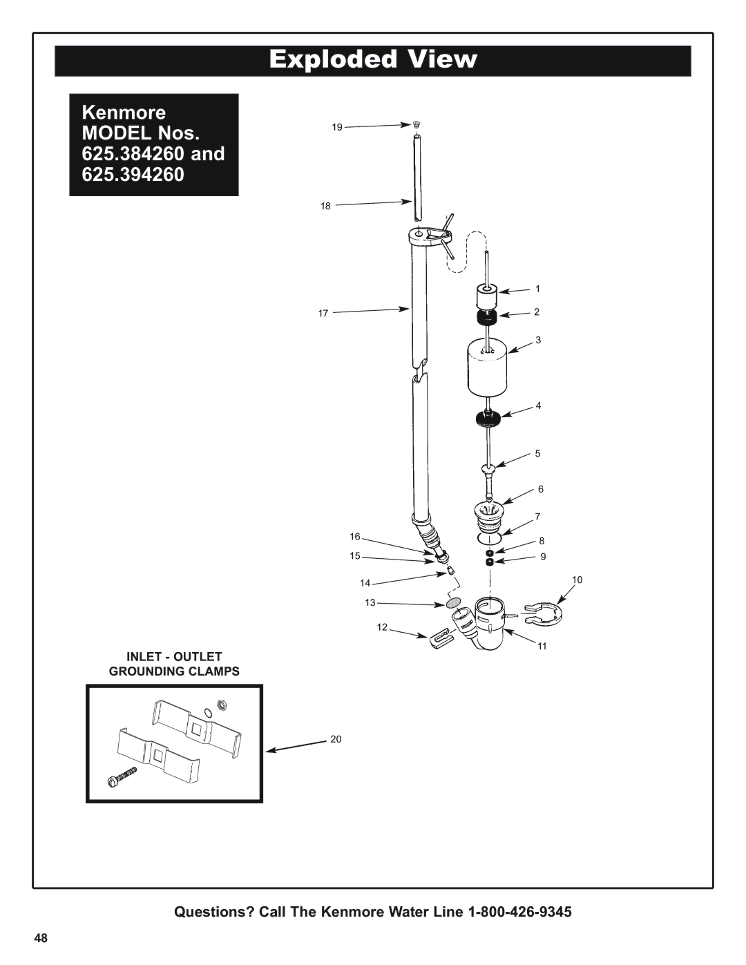 Kenmore 420 Series warranty Inlet Outlet Grounding Clamps 