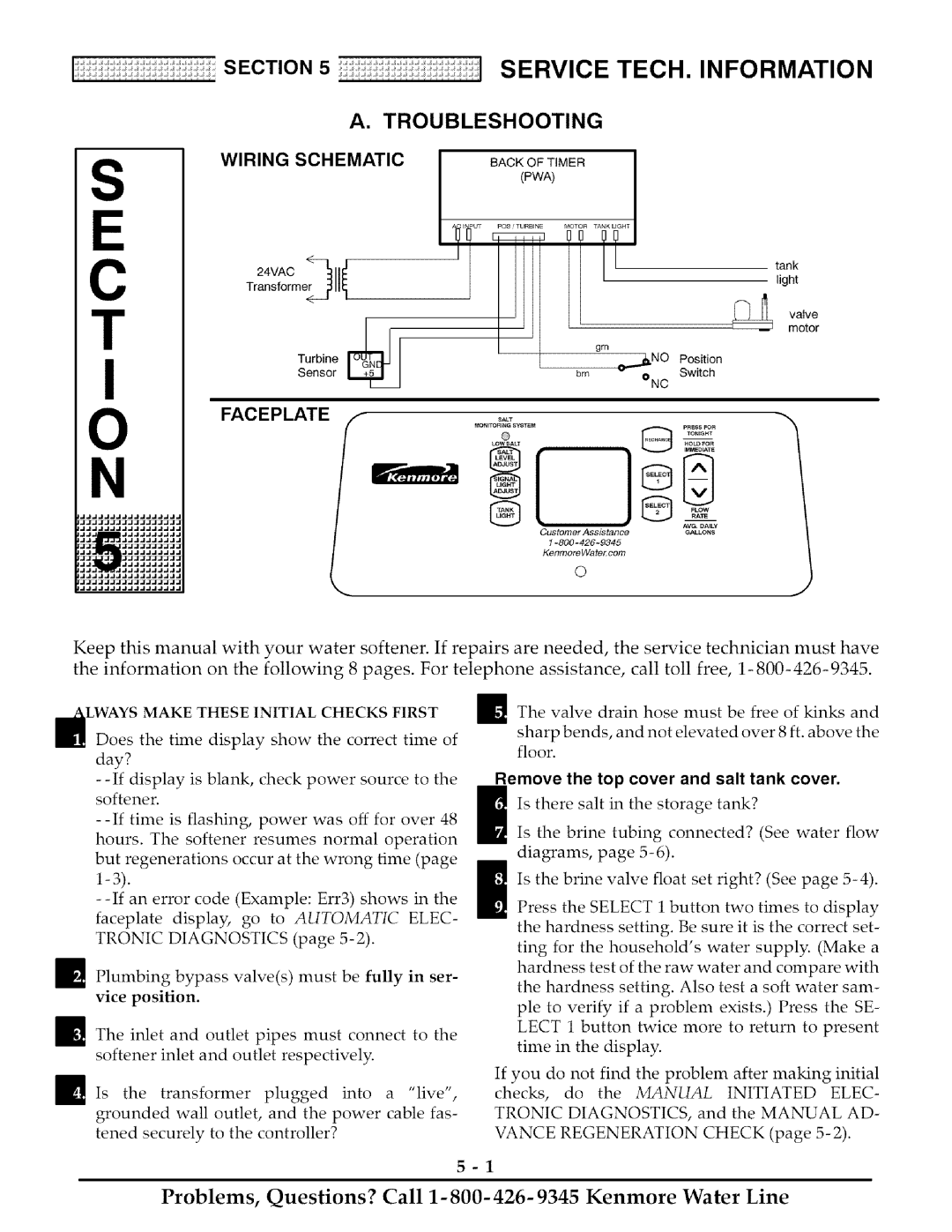 Kenmore 425 owner manual Troubleshooting, Make These Initial Checks First, Elec, Tronic, Vance 