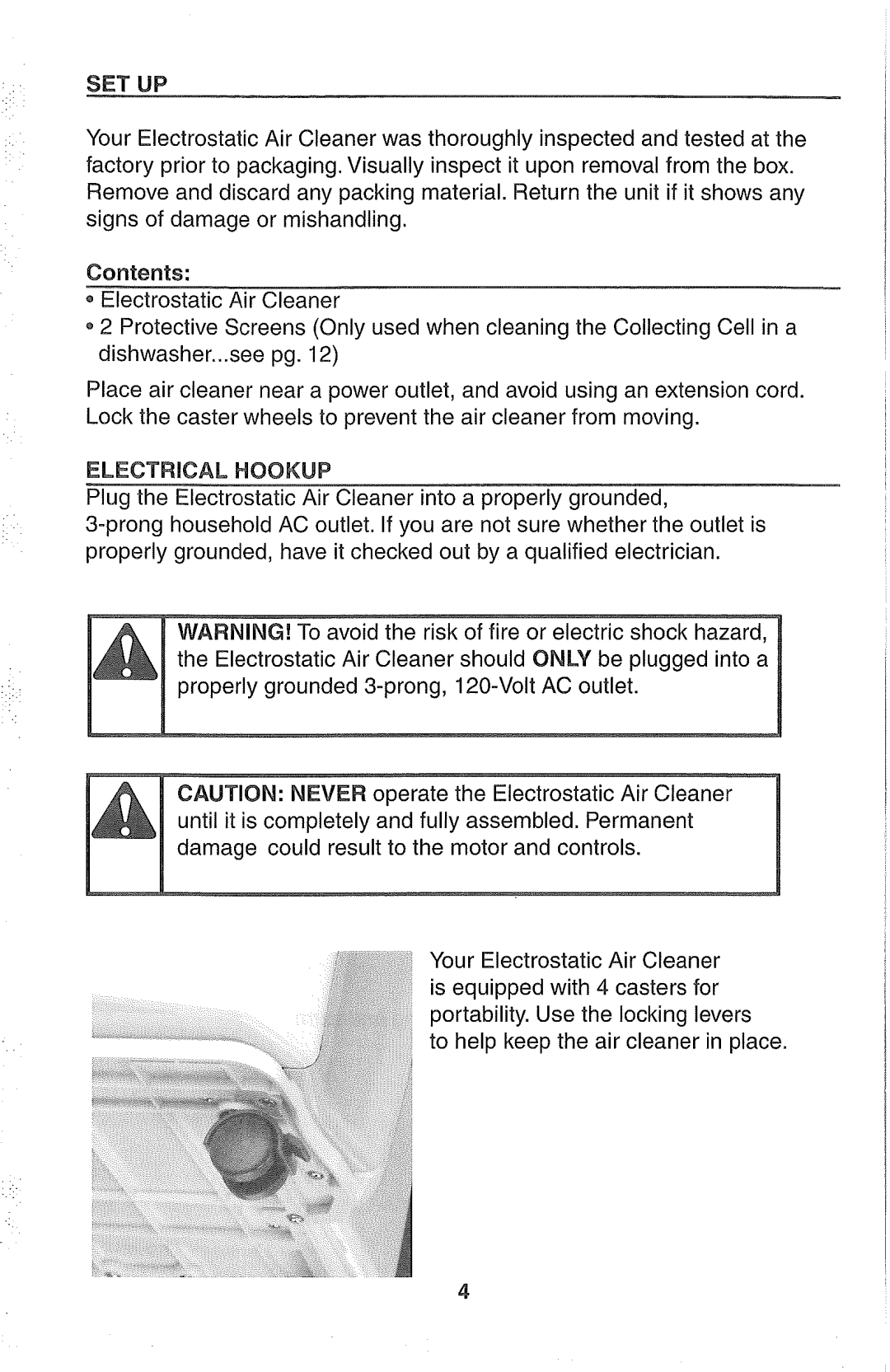 Kenmore 437.85264 manual Setup, Electrical Hookup 