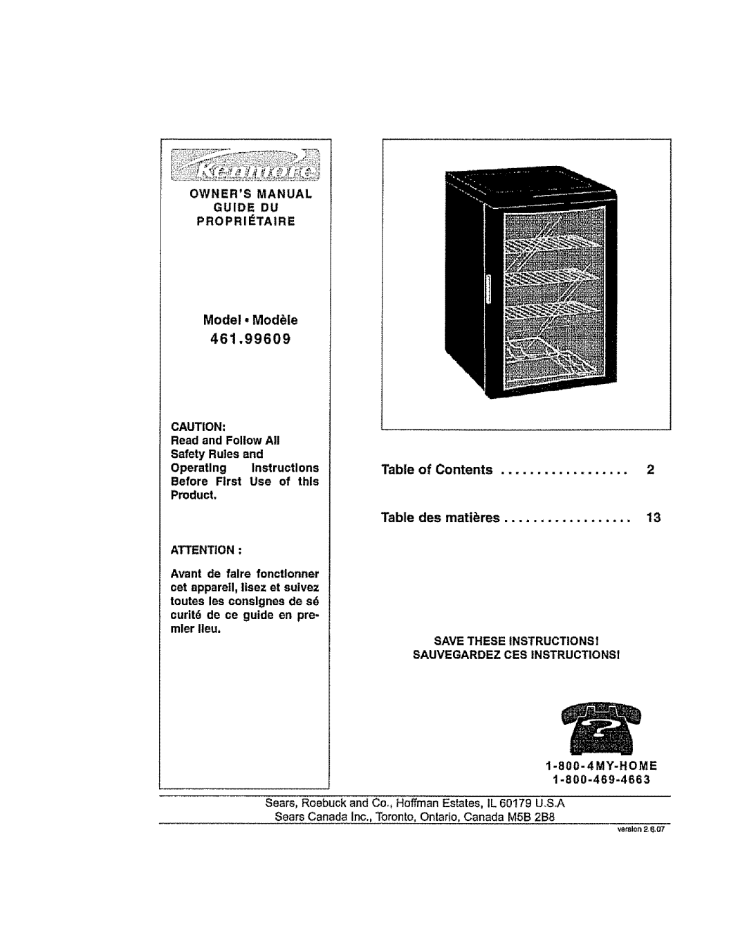 Kenmore manual Model ModUle 461.99609 