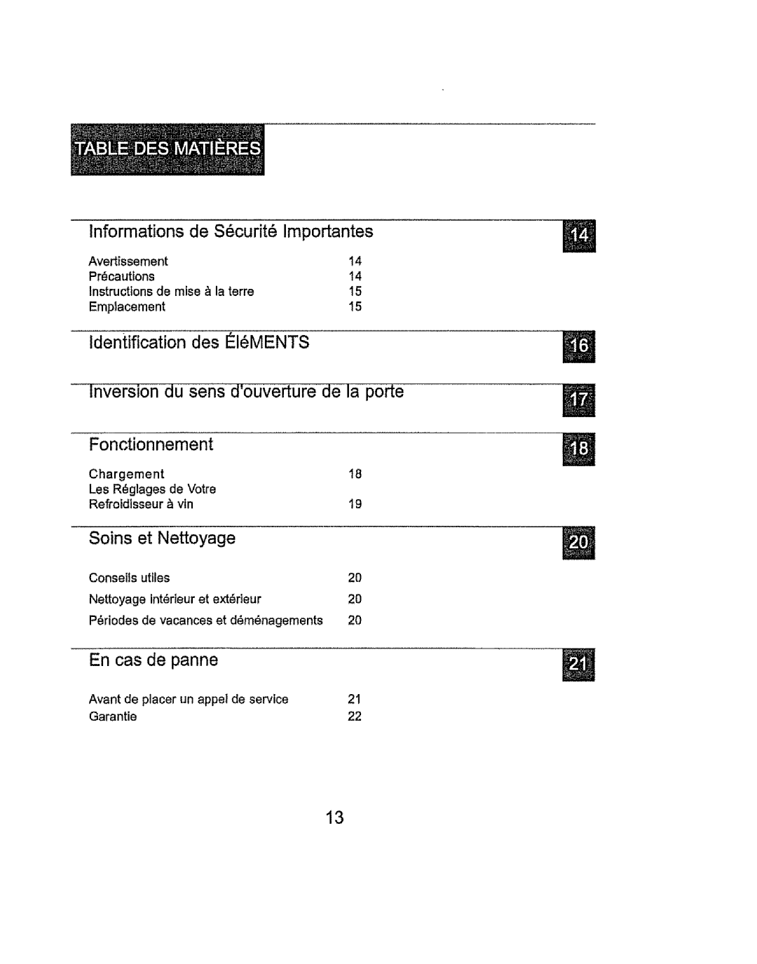 Kenmore 461.99609 manual Informations De S6curit6 Importantes, En cas de panne, Precautions 