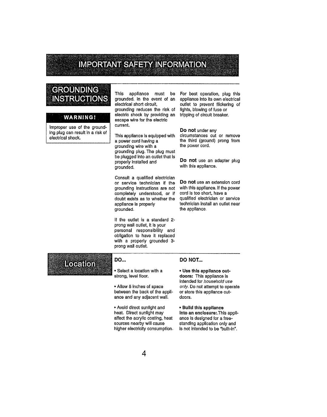 Kenmore 461.99609 manual Escape wire for the electric current, Appliance intoits own etectflcel, Use this appliance out 