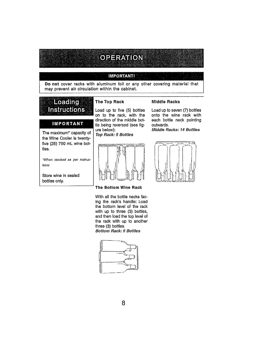 Kenmore 461.99609 manual ILJl 1.jfi, The Top Rack, covering material that Middle Racks, Middle Racks 14 Bottles 