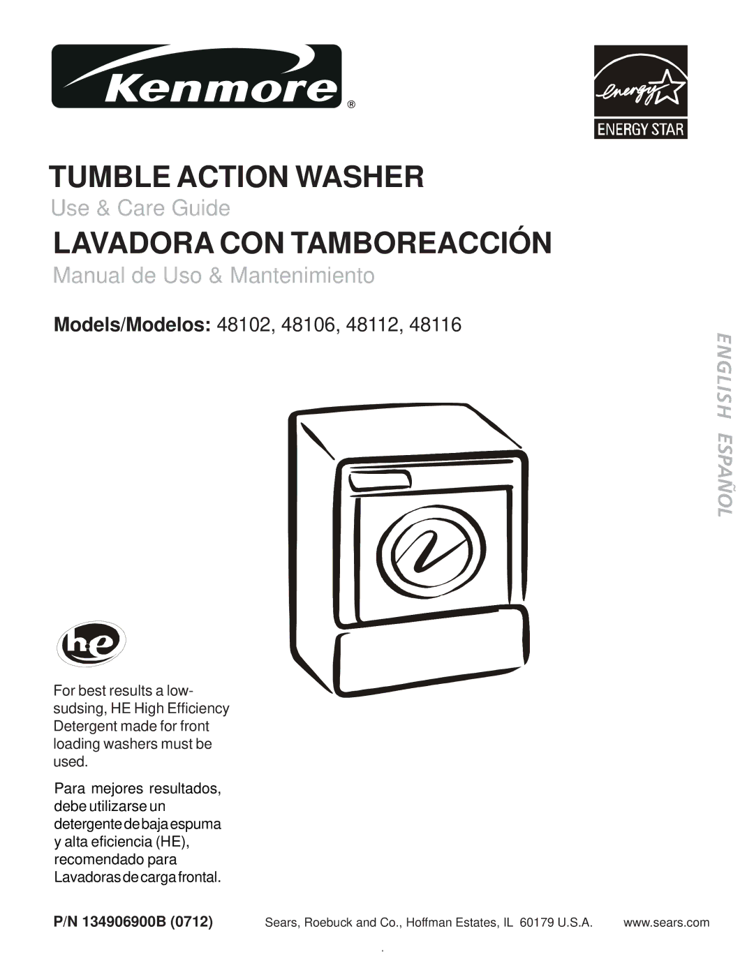 Kenmore 48102 manual Tumble Action Washer 