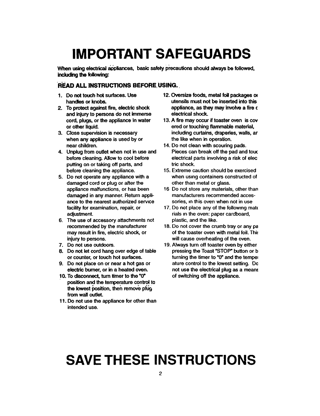 Kenmore 48449 owner manual Important Safeguards, Save These Instructions, the fow ng 