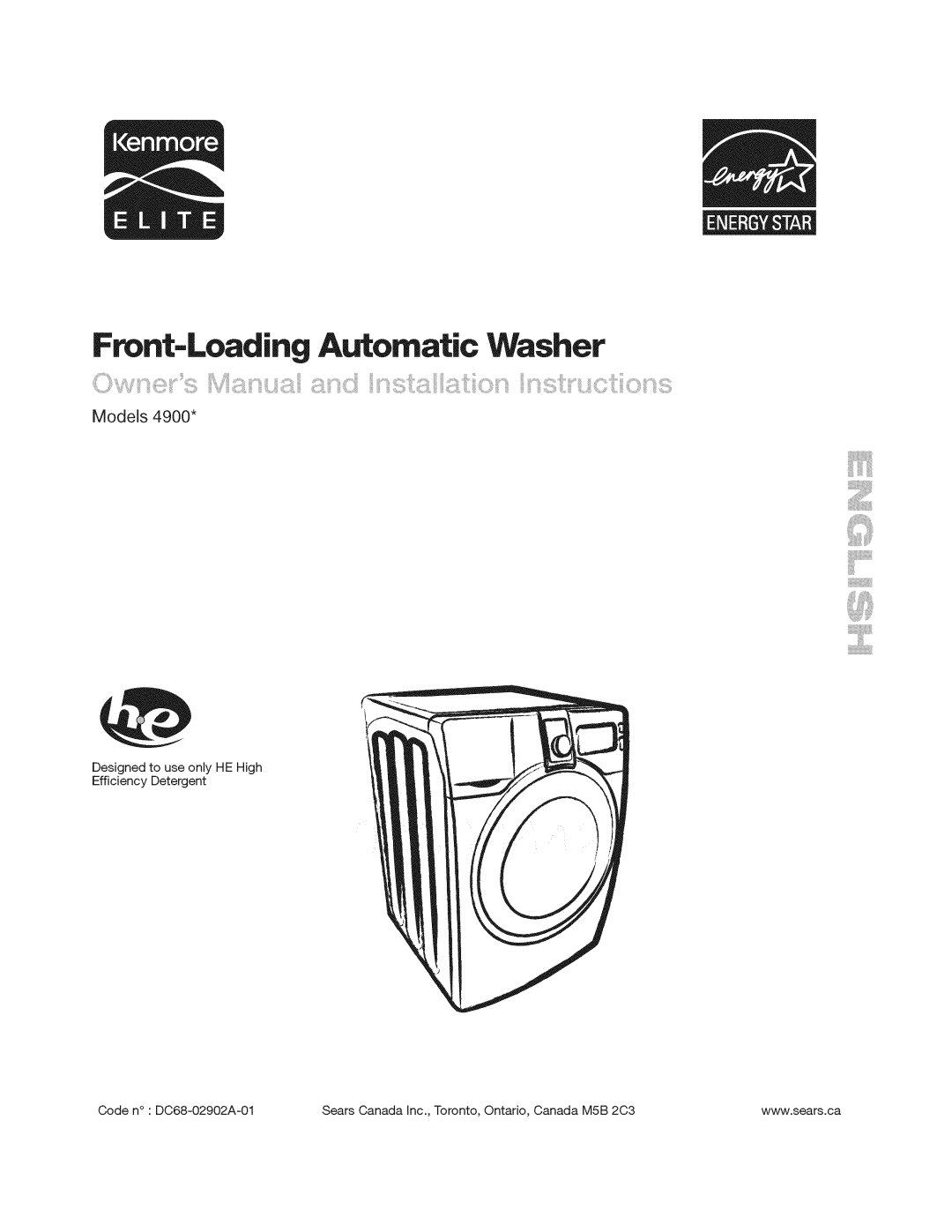 Kenmore 4900 manual Front=Loading Automatic Washer 