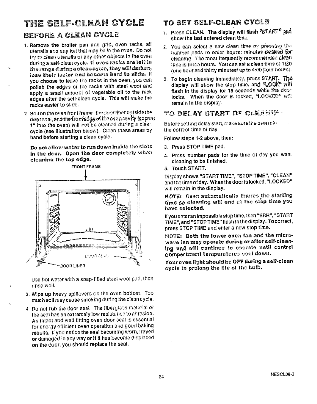 Kenmore 49425, 49429 manual Befor a Clean Cycl, Remove the broiler pan and grid, oven racs, a, Frontframe 