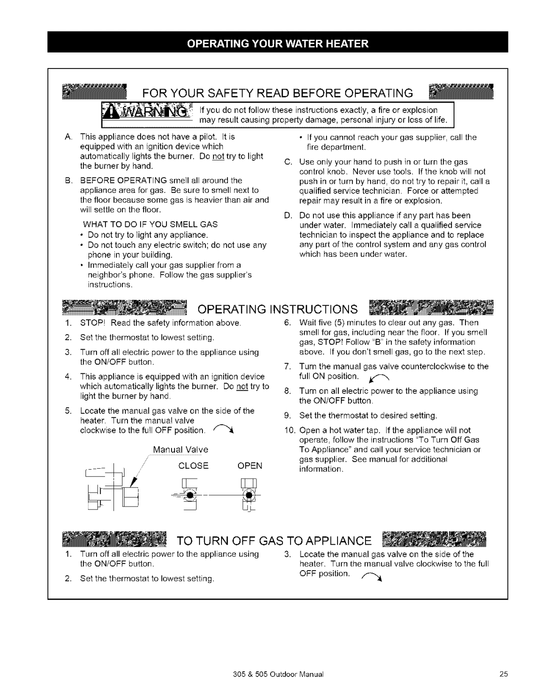 Kenmore 305, 505 owner manual For Your Safety Read Before Operating 