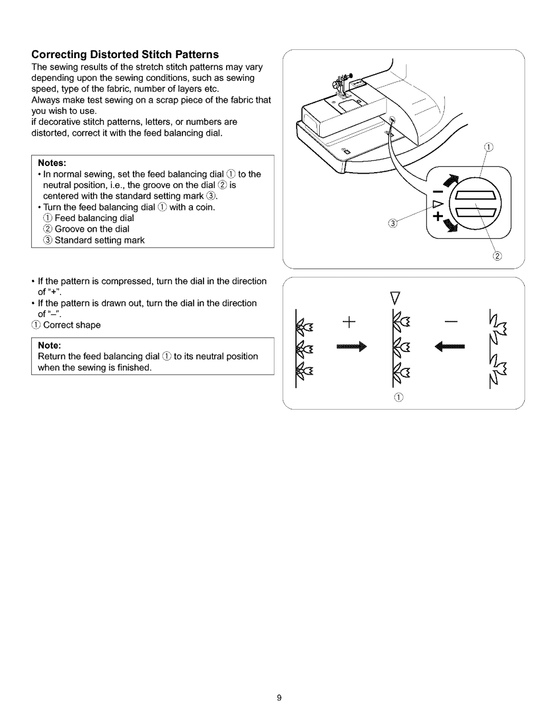 Kenmore 010, 519, 38, 200 owner manual Correcting Distorted Stitch Patterns 