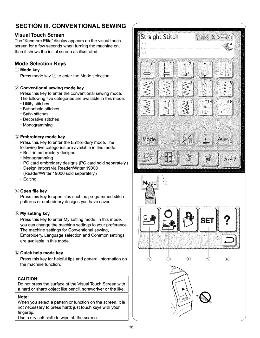 Kenmore 519, 38, 200, 010 owner manual Visual Touch Screen 