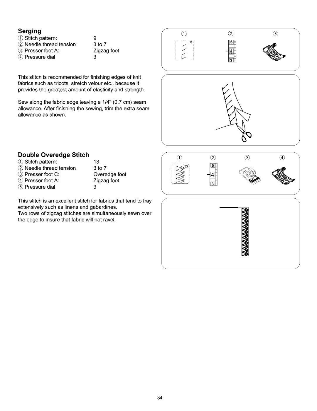 Kenmore 519, 38, 200, 010 owner manual Serging, Double 