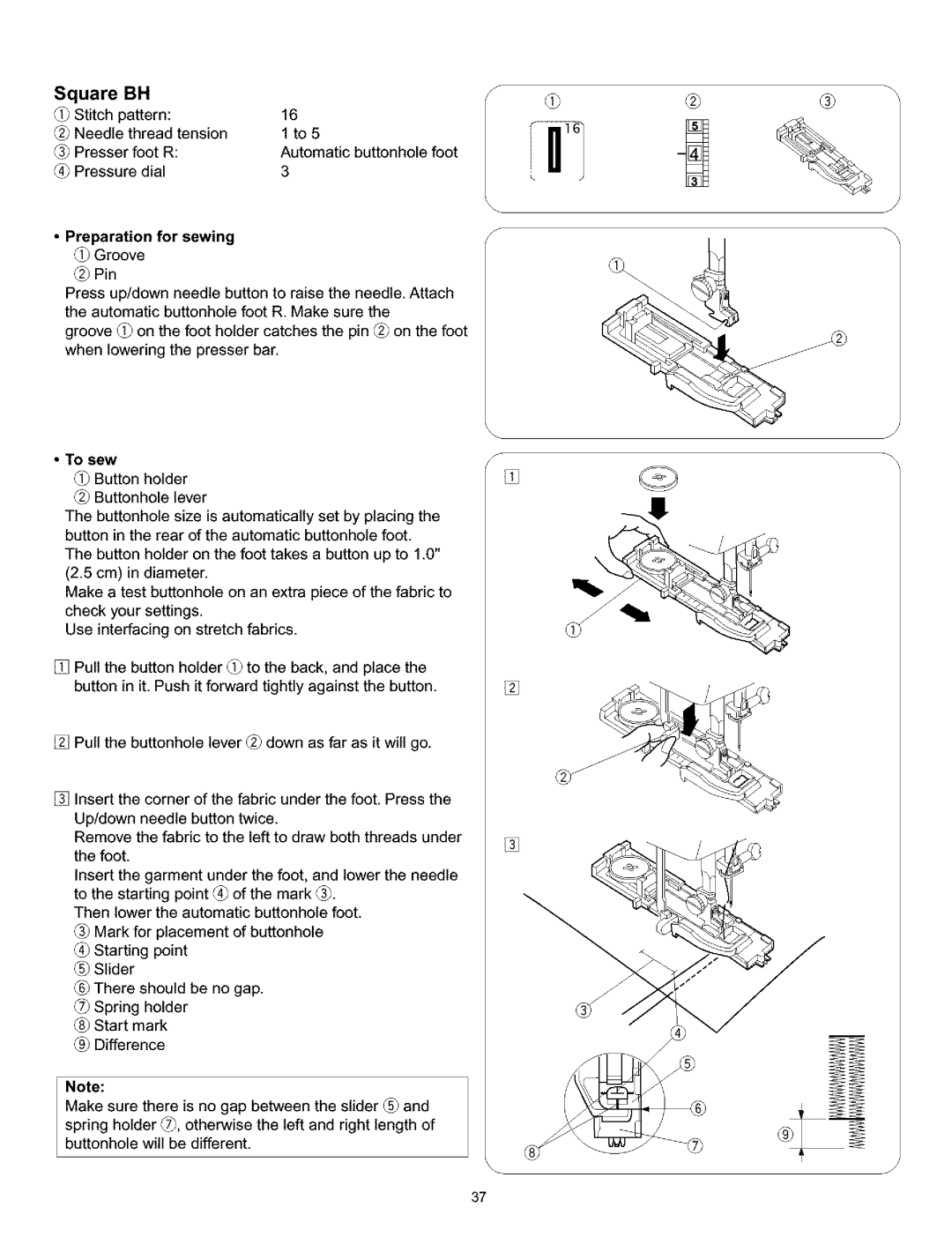 Kenmore 010, 519, 38, 200 owner manual Square, Preparation for sewing Groove 