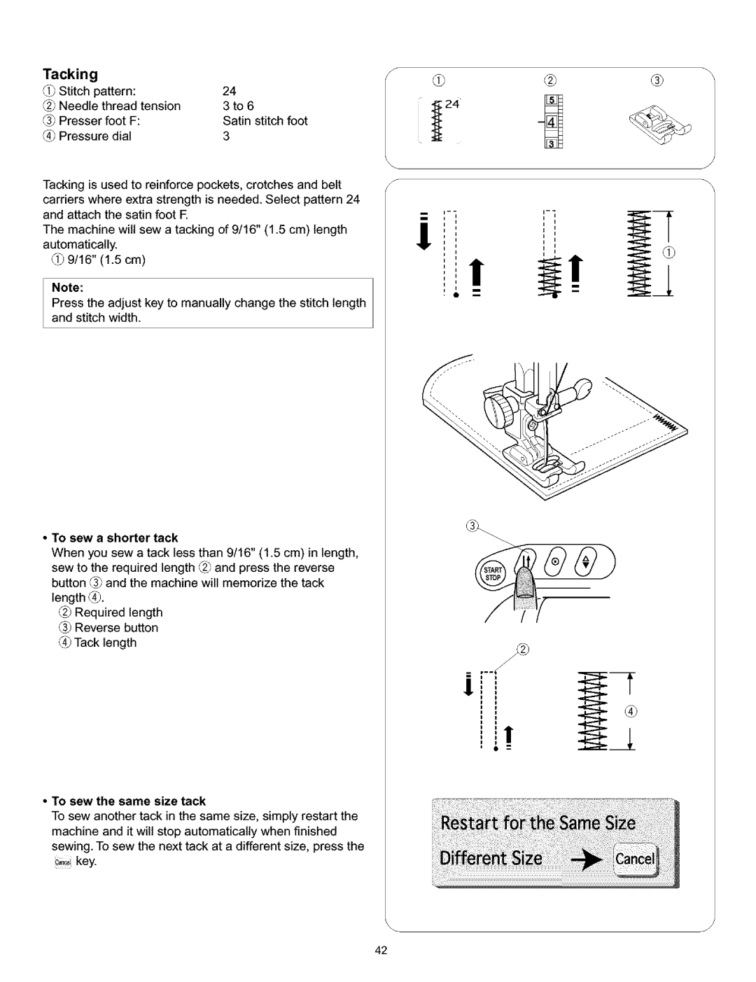 Kenmore 519, 38, 200, 010 owner manual Tacking, To sew the same size tack 