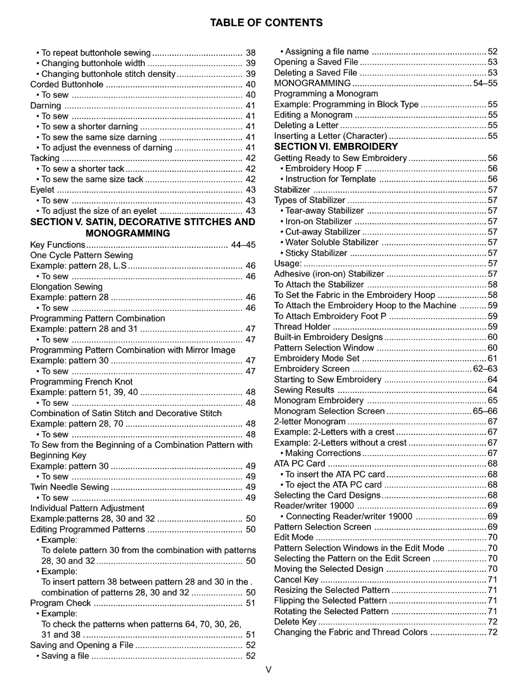 Kenmore 200, 519, 38, 010 owner manual Section VI. Embroidery 