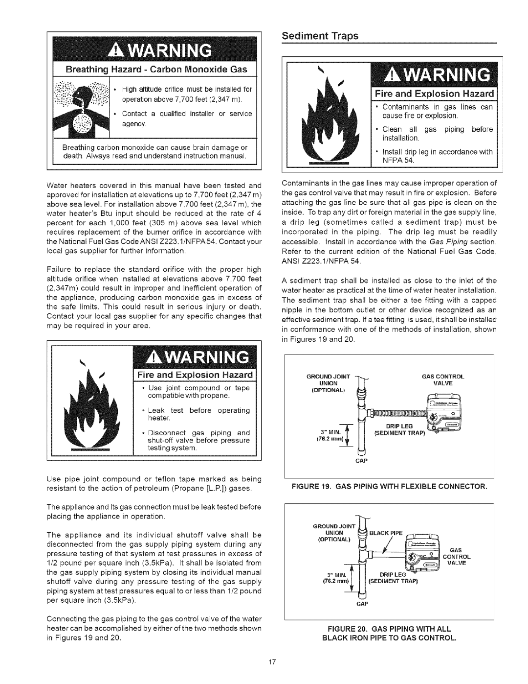 Kenmore 334, 530 owner manual Sediment Traps, LINIONLACKPiPE 