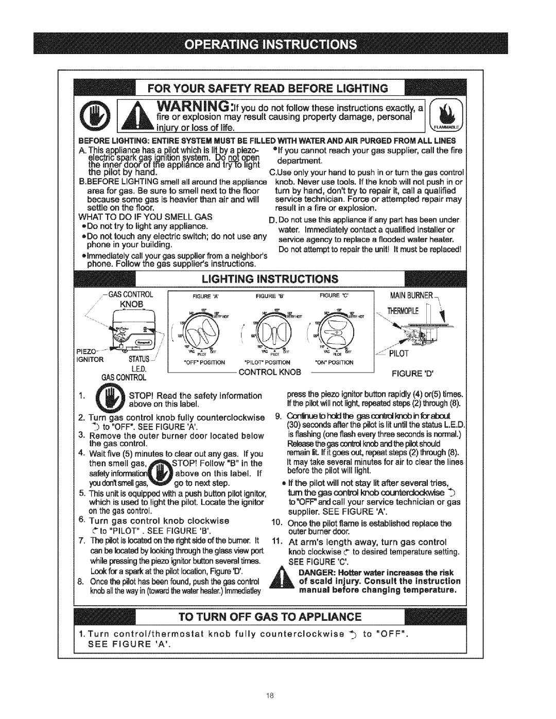 Kenmore 530, 334 owner manual If you cannot reach your gas suppltar,call the fire, Scald injury. Consult Instruction 