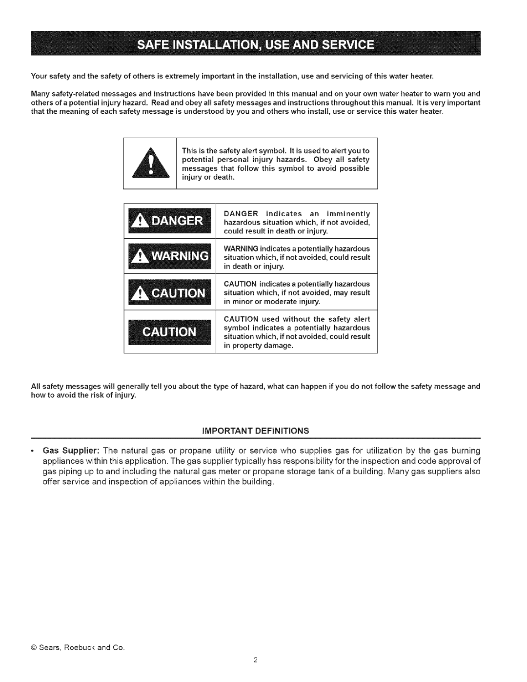 Kenmore 530, 334 owner manual Important Definitions 