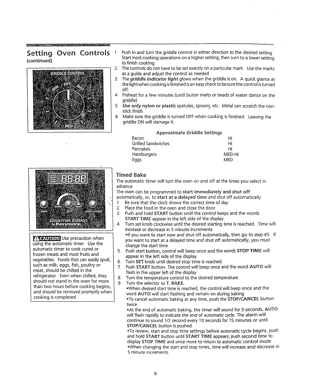 Kenmore 5303304549 manual Setting Oven Controls, Timed Bake 