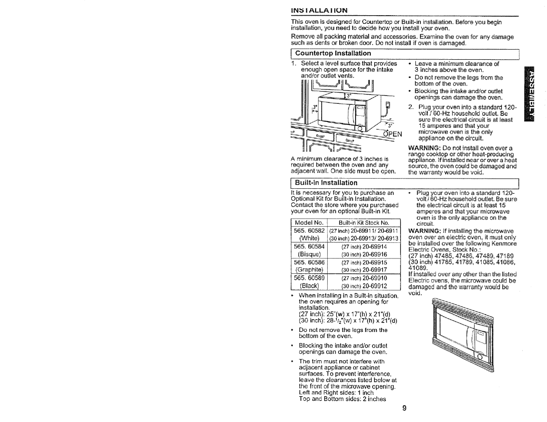 Kenmore 565.60589, 565.60582, 565.60584 manual Oven is the only, 60586 