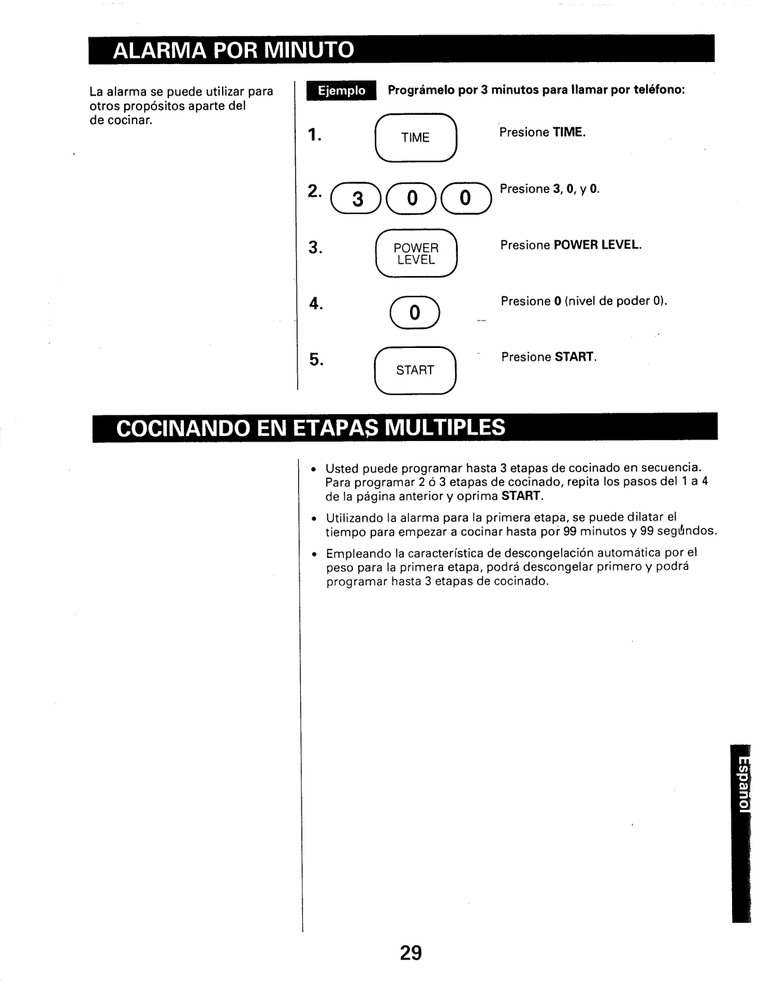 Kenmore 565.66101690 owner manual Progrdmelo por 3 minutos para Ilamar por telefono, Presione 3, O, y O 