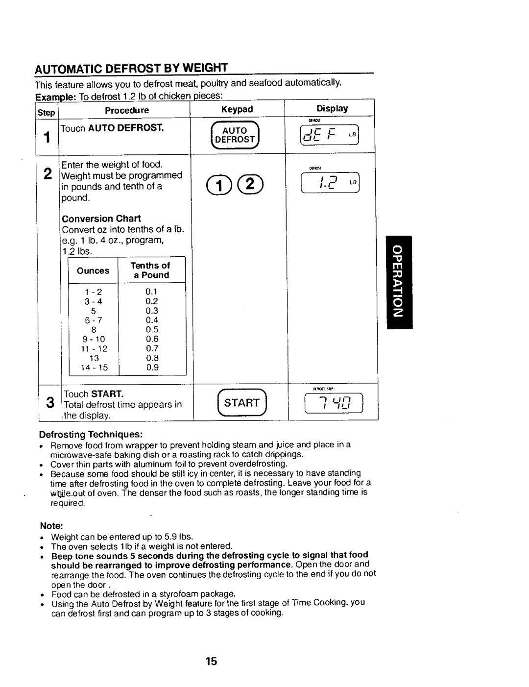 Kenmore 565.68300, 565.68420, 565.68421, 565.68301 owner manual Automatic Defrost by Weight 