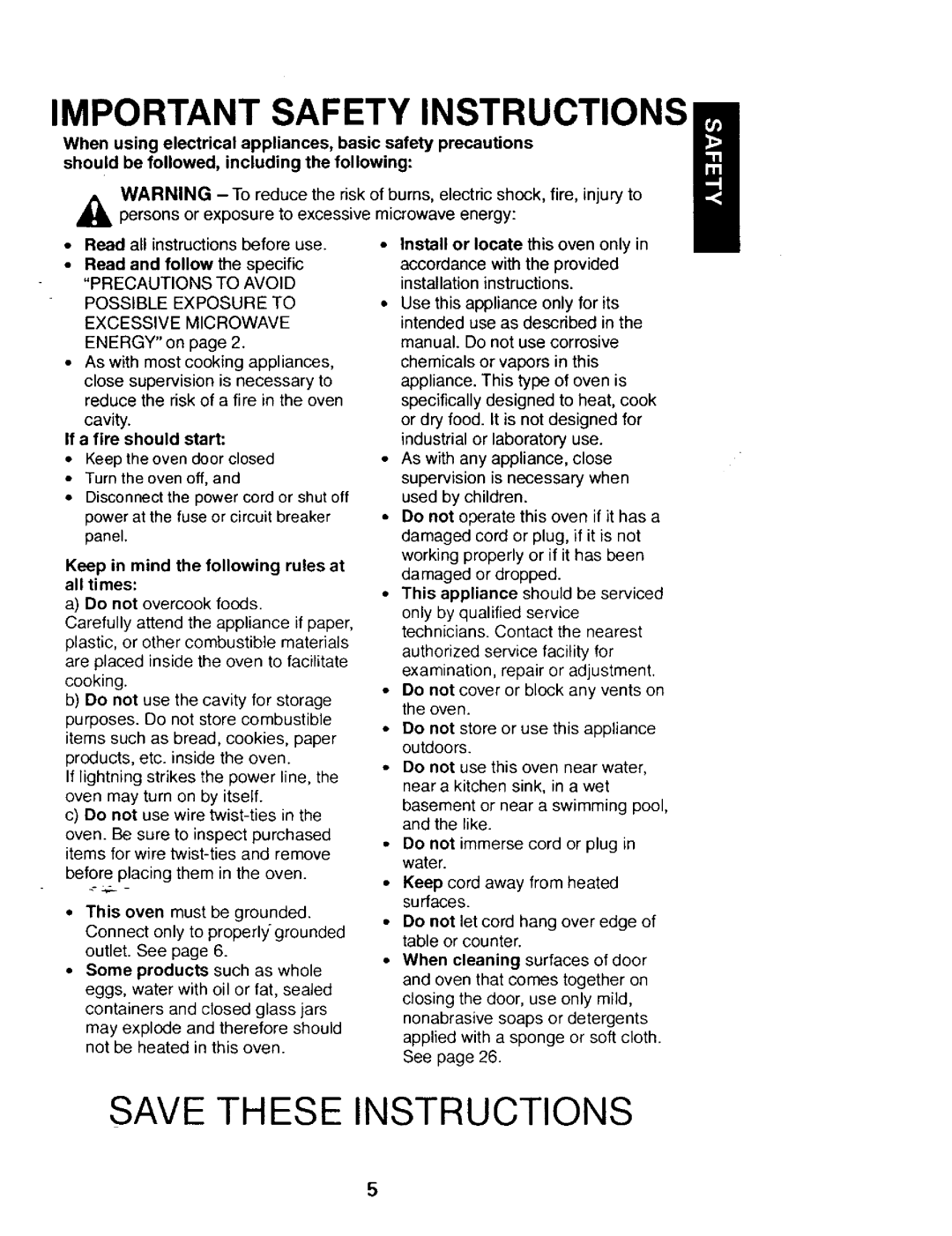 Kenmore 565.68421, 565.68420, 565.68301, 565.68300 owner manual Important Safety Instructions 