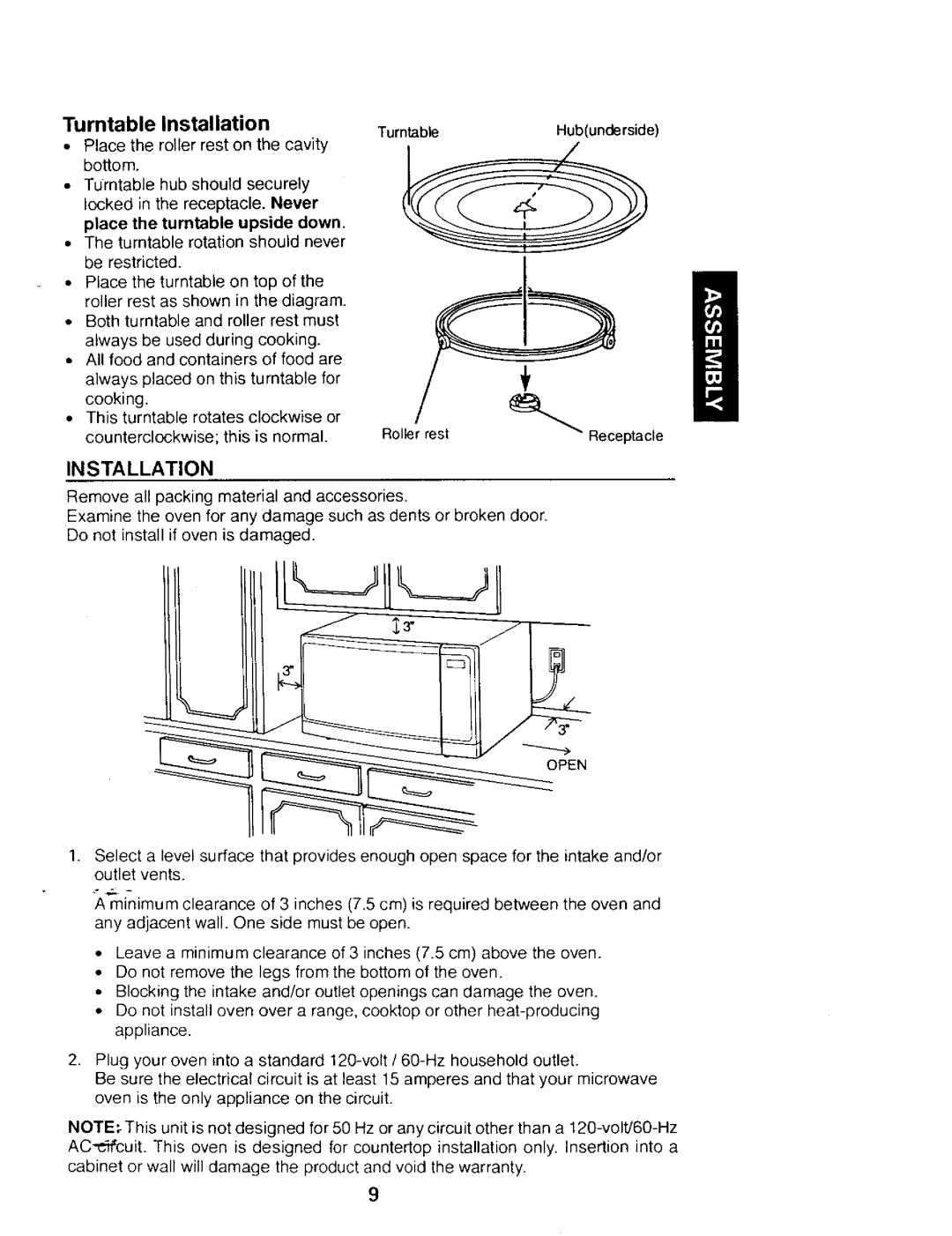 Kenmore 565.68421, 565.68420, 565.68301, 565.68300 owner manual Turntable Installation 