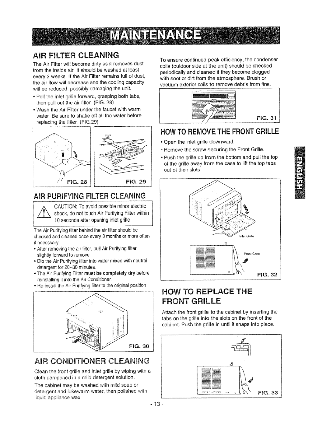 Kenmore 580. 72089 owner manual AiR Filter Cleaning, AiR PURiFYiNG Filter Cleaning, HOW to Replace Front Grille 