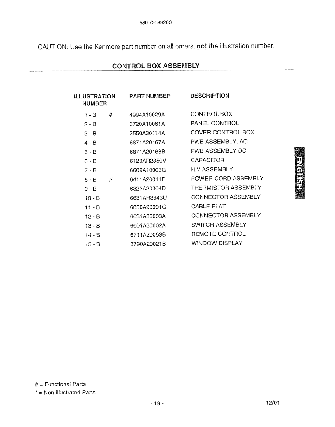 Kenmore 580. 72089 owner manual Illustration 