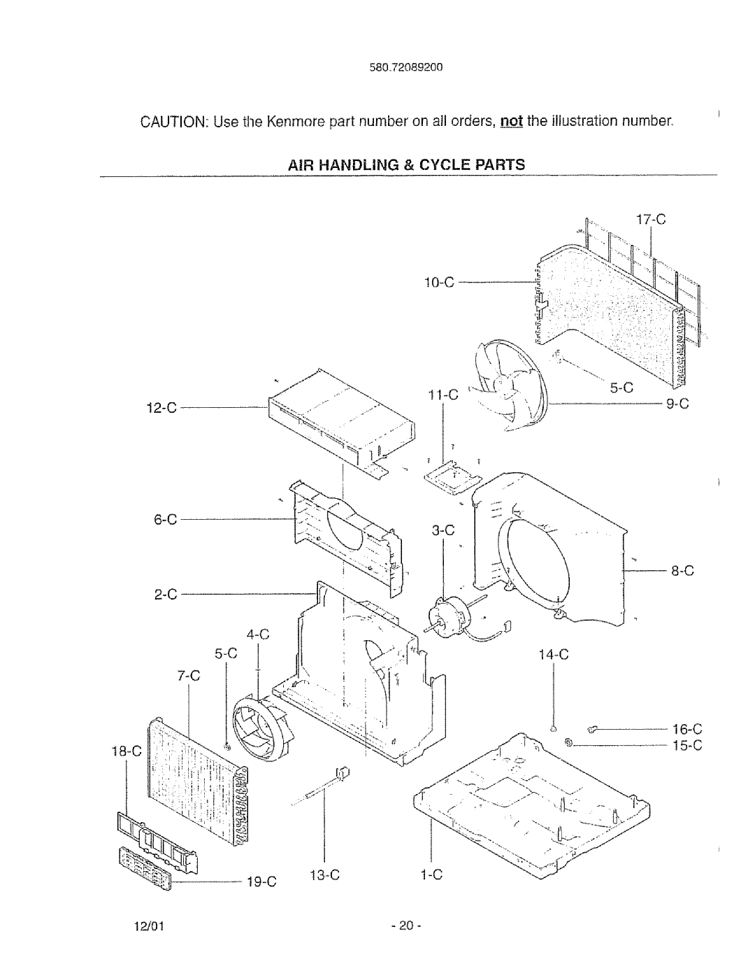 Kenmore 580. 72089 owner manual AIR Handling & Cycle Parts 