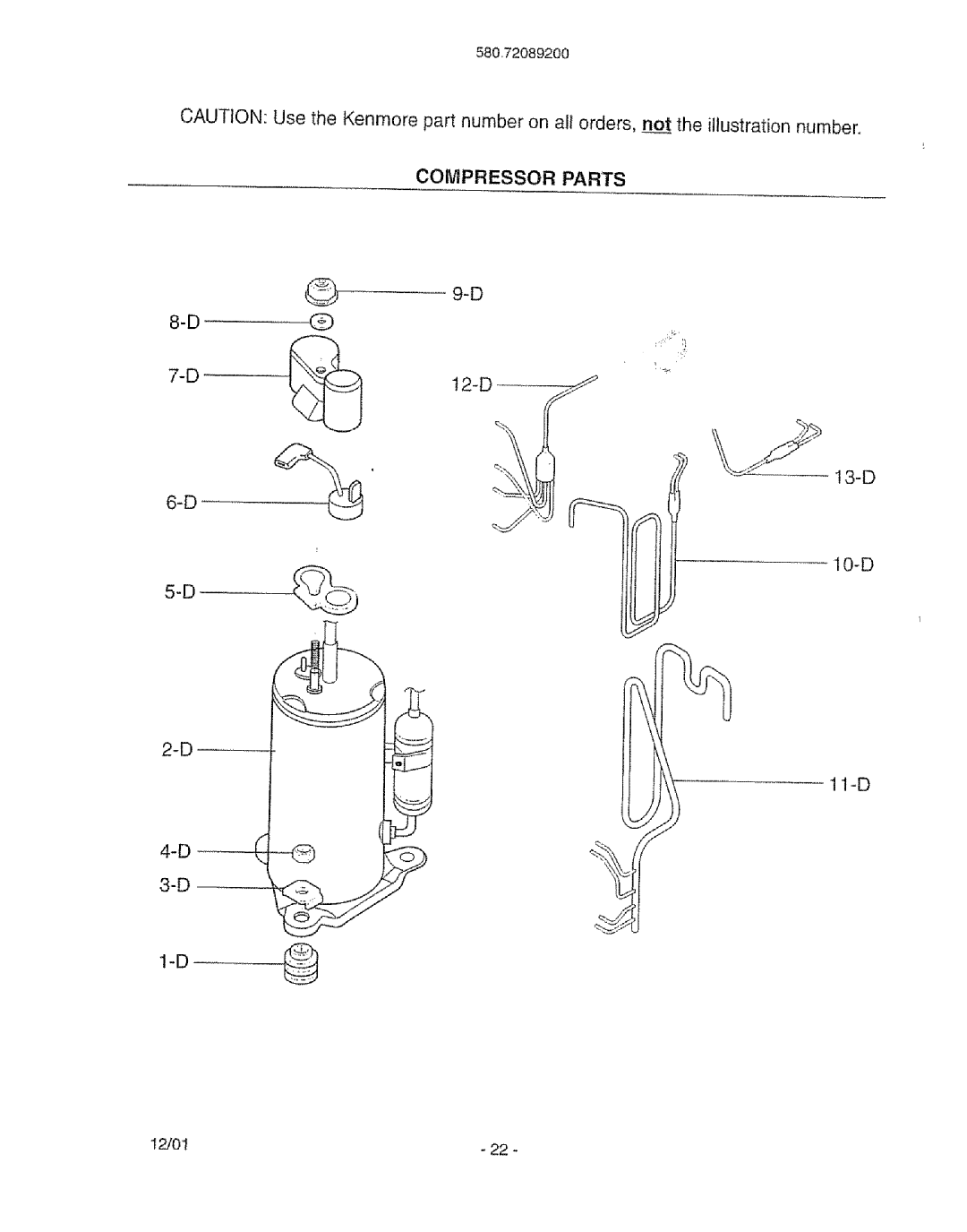 Kenmore 580. 72089 owner manual 12/O1 