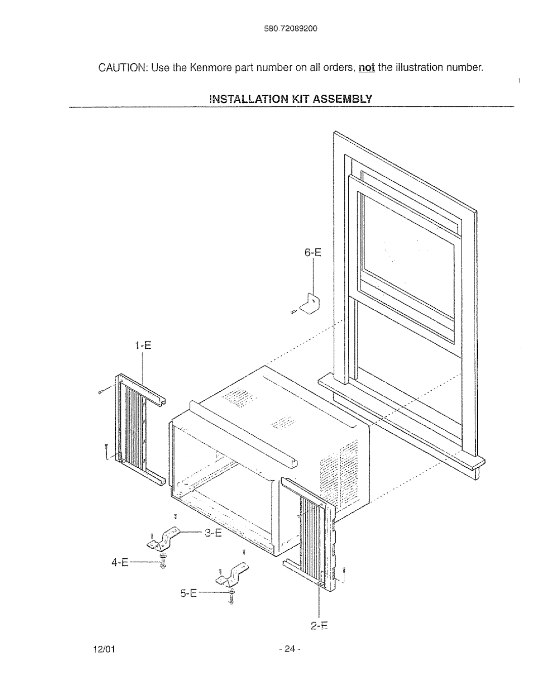 Kenmore 580. 72089 owner manual MNSTALLATON KIT Assembly 