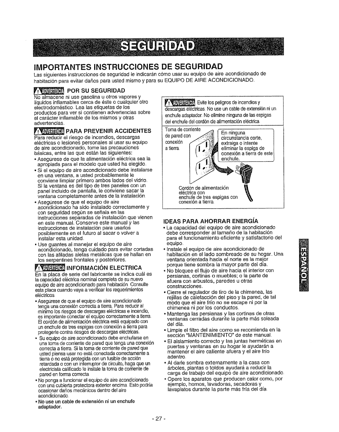 Kenmore 580. 72089 PeR SU Seguridad, No pongaa funcionarel equipode aireacondicionado, Ideas Para Ahorrar Energa 
