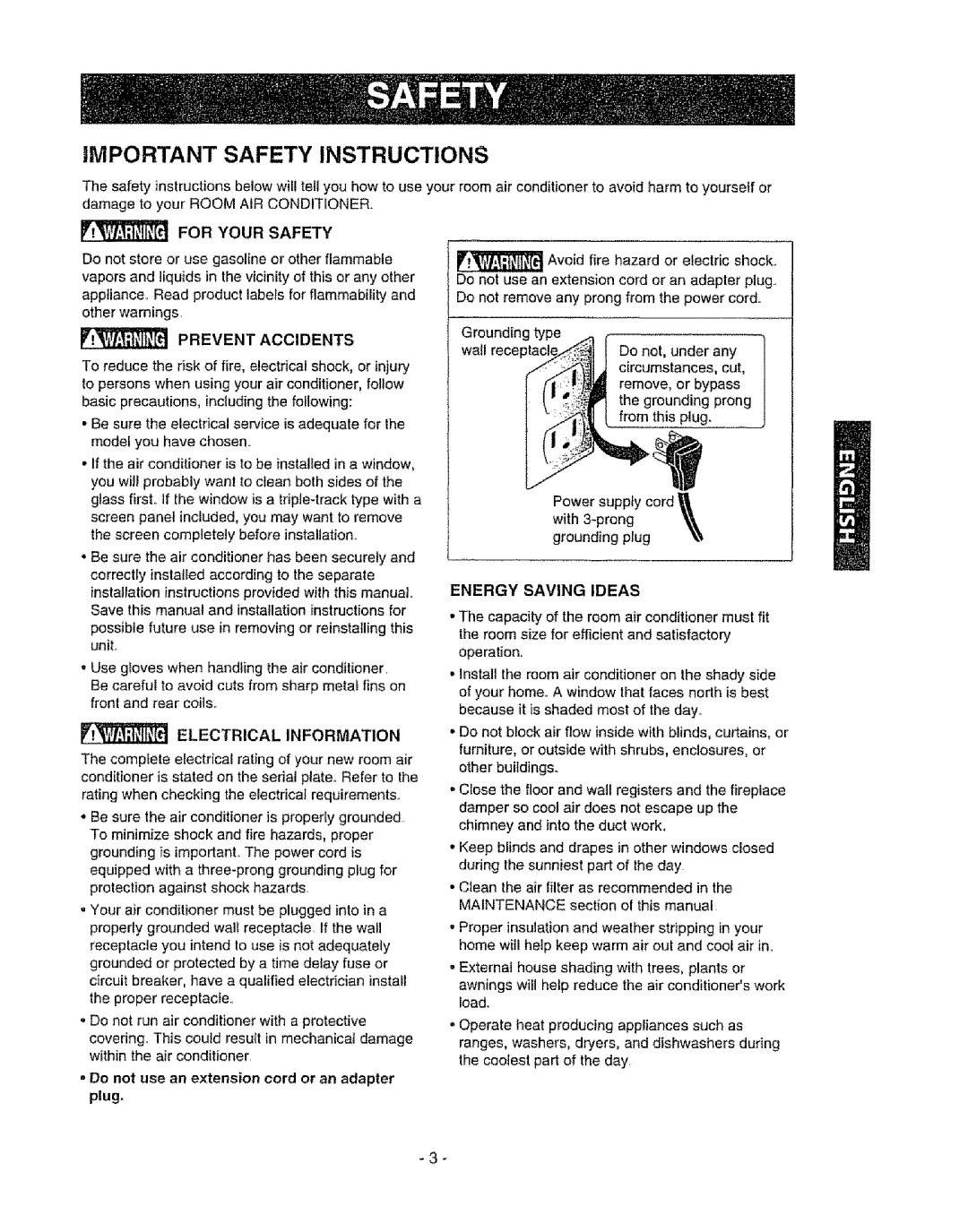 Kenmore 580. 72089 owner manual For Your Safety, Before installation, Installationinstructions provided with this manual 