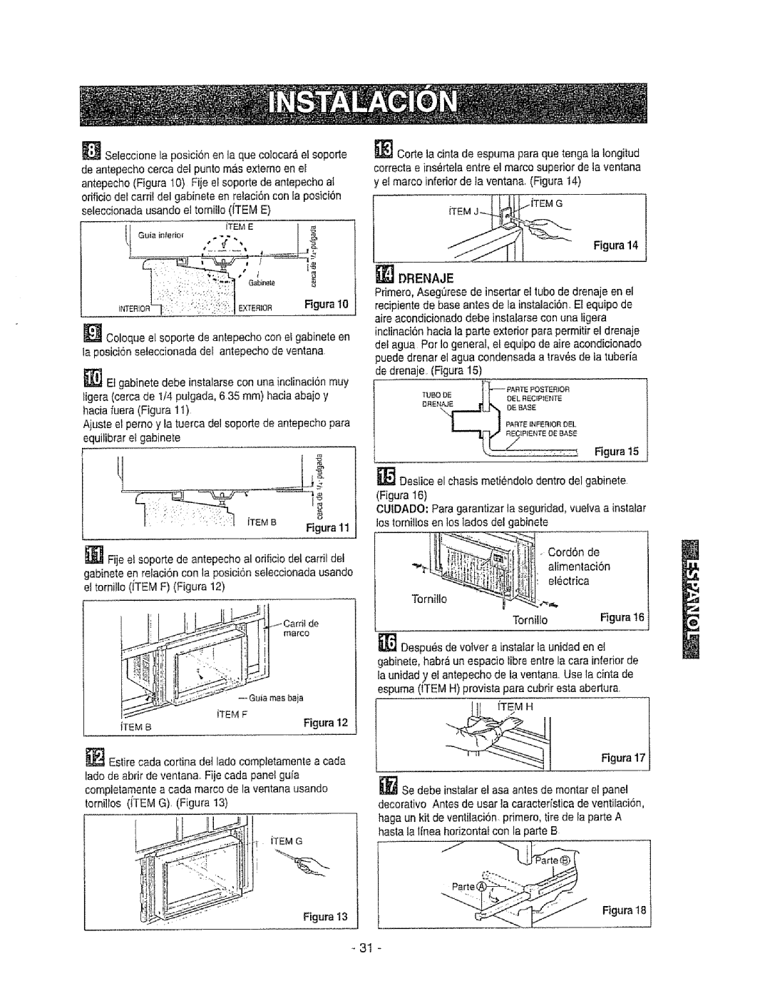 Kenmore 580. 72089 owner manual IaTi? EXqERIOa Figura, Drenaje, Flgura17 