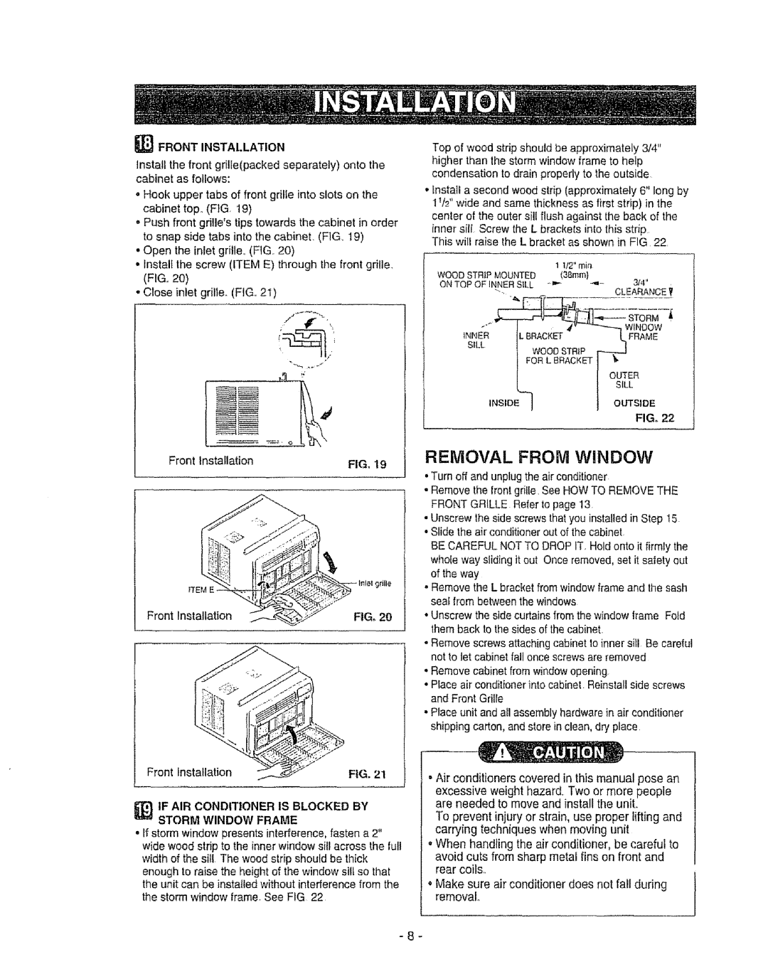 Kenmore 580. 72089 Removal from Window, Front Installation, Front lnstaflation, Front installation, Storm Window Frame 