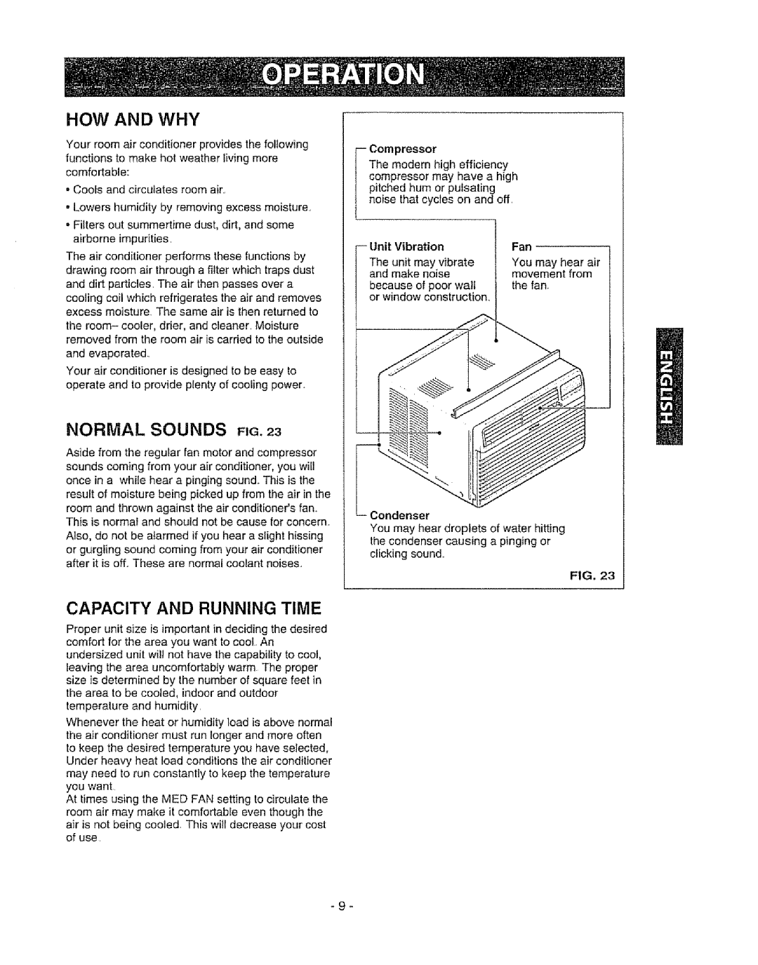 Kenmore 580. 72089 owner manual Normal Sounds FIG, Compressor, Unit Vibration, Fan 