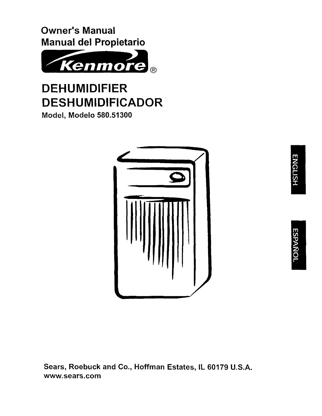 Kenmore 580.513 owner manual Model, Modelo, Deshumidificador, Dehumidifier 