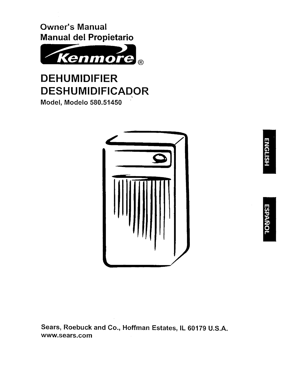 Kenmore 580.5145 owner manual Dehumidifier Deshumidificador 