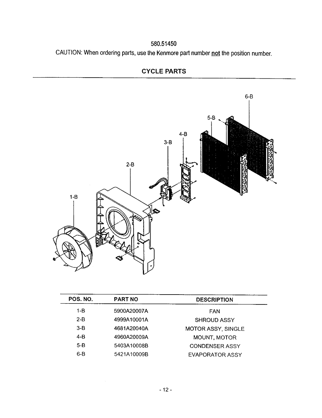 Kenmore 580.5145 owner manual Cycle Parts, POS. no Description 