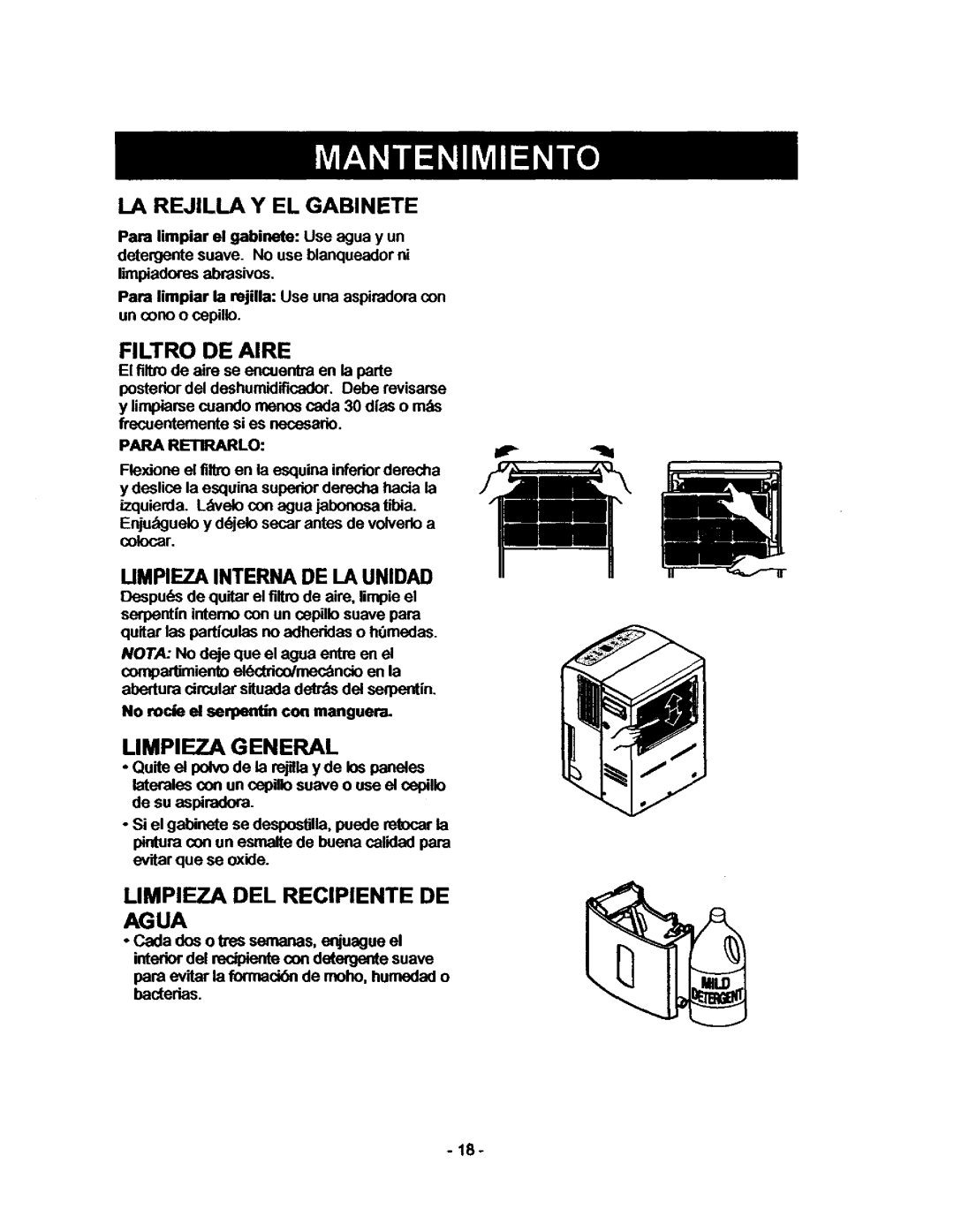 Kenmore 580.53701, 580.53509 owner manual Limpieza DEL Recipiente DE 