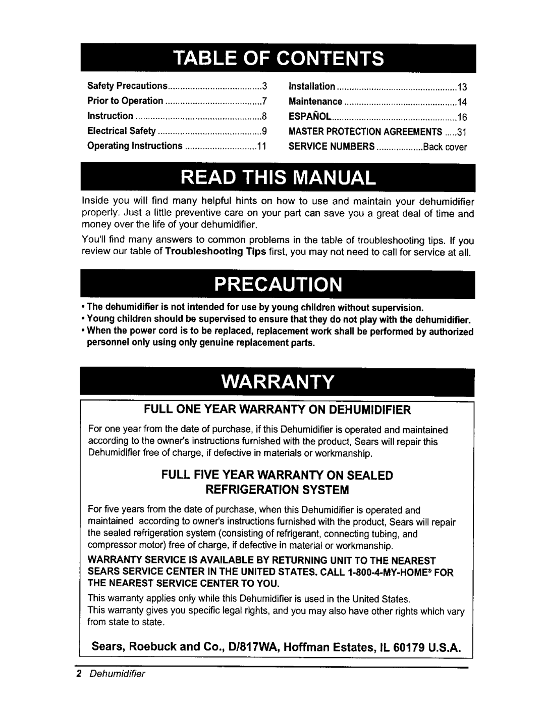 Kenmore 580.54701 owner manual Full Five Year Warranty on Sealed Refrigeration System 