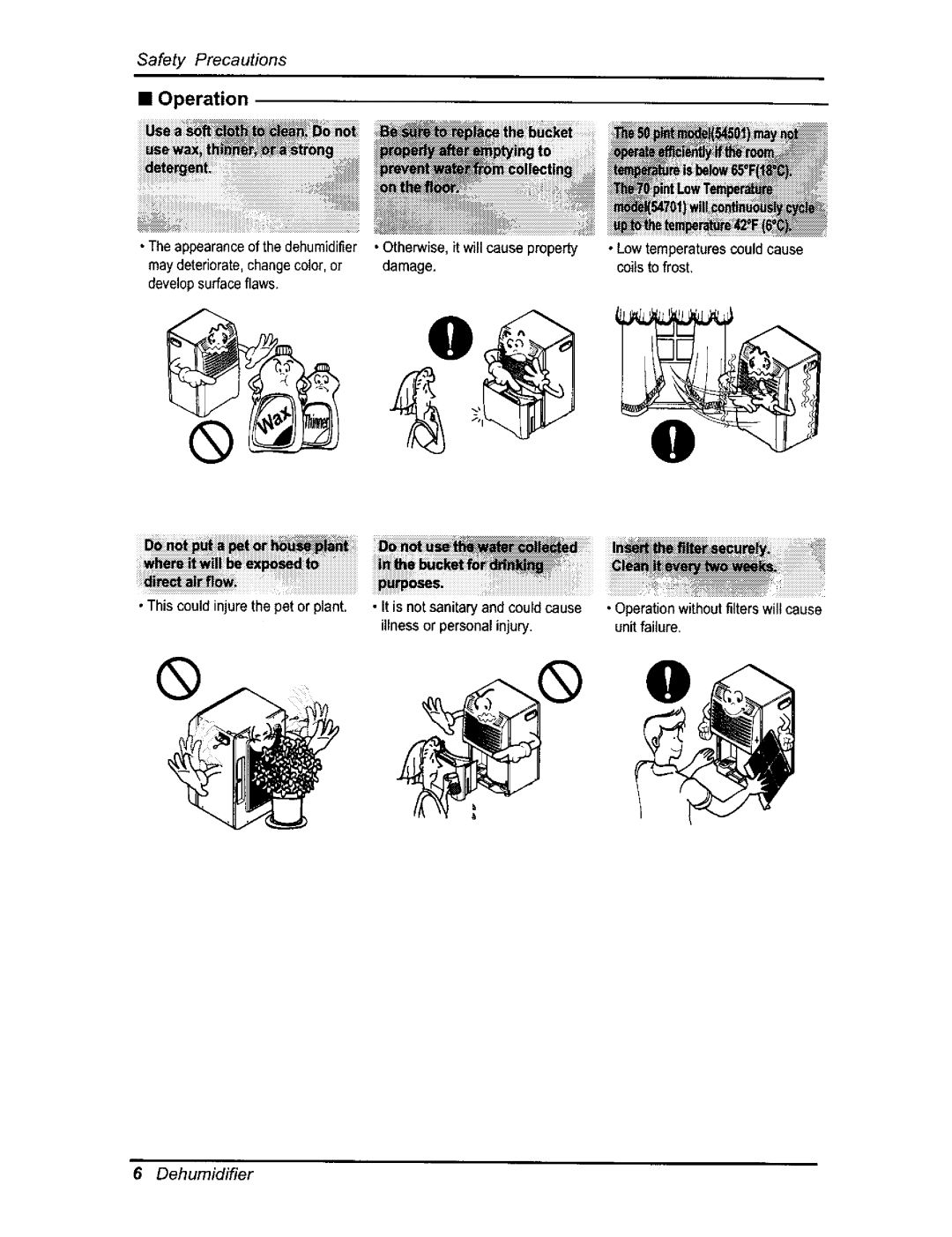 Kenmore 580.54701 owner manual Operation, Damage 