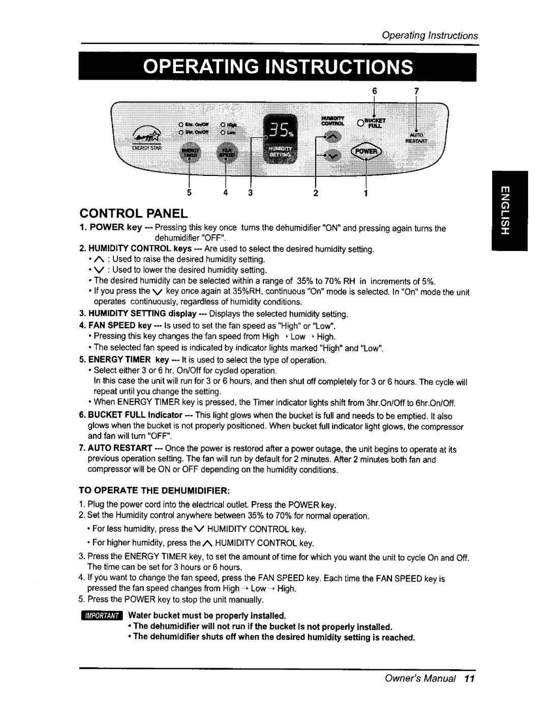Kenmore 580.54701 owner manual Control Panel, OperatingInstructions 