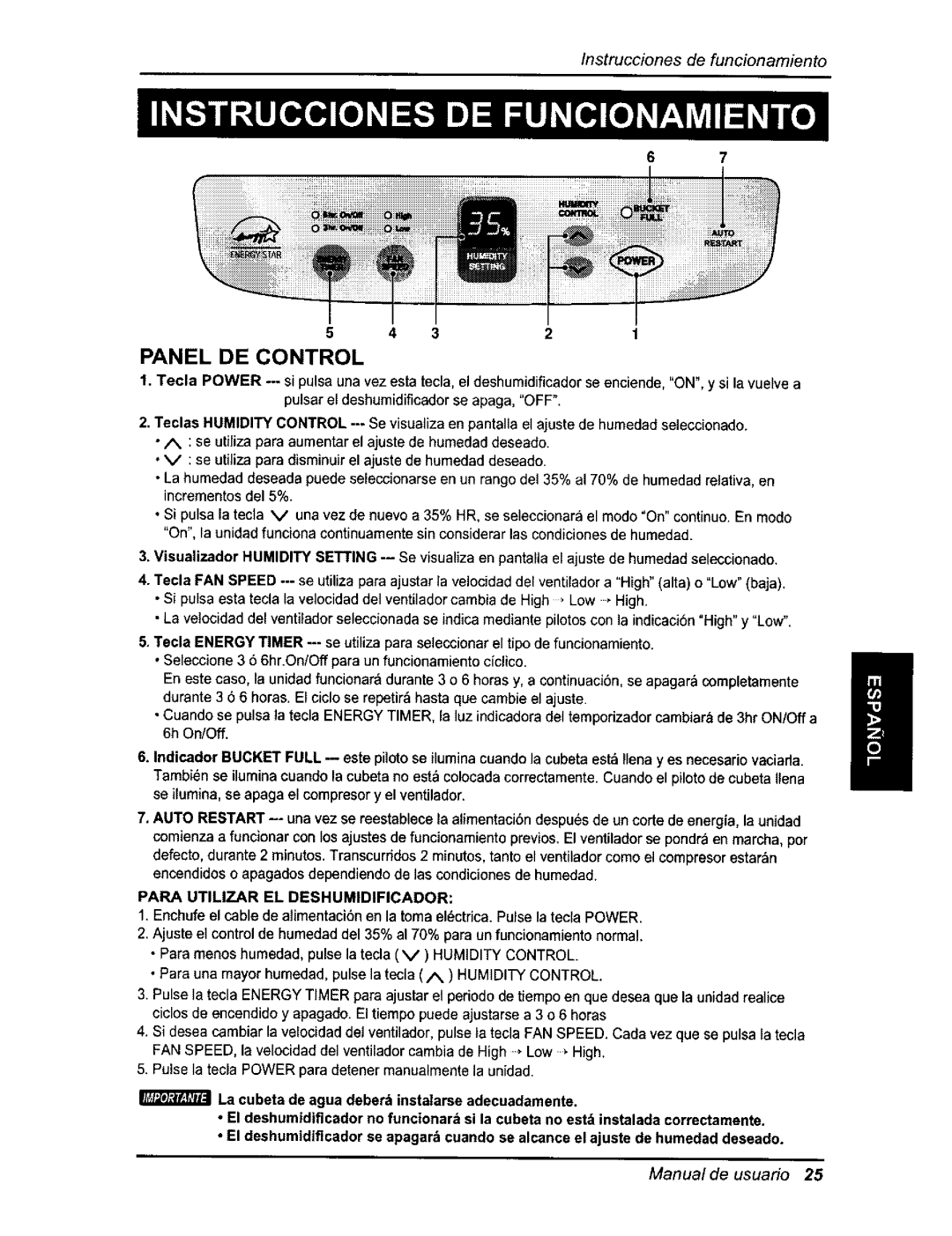 Kenmore 580.54701 owner manual Panel De Control, Instruccionesde funcionamiento, Manual de usuario 