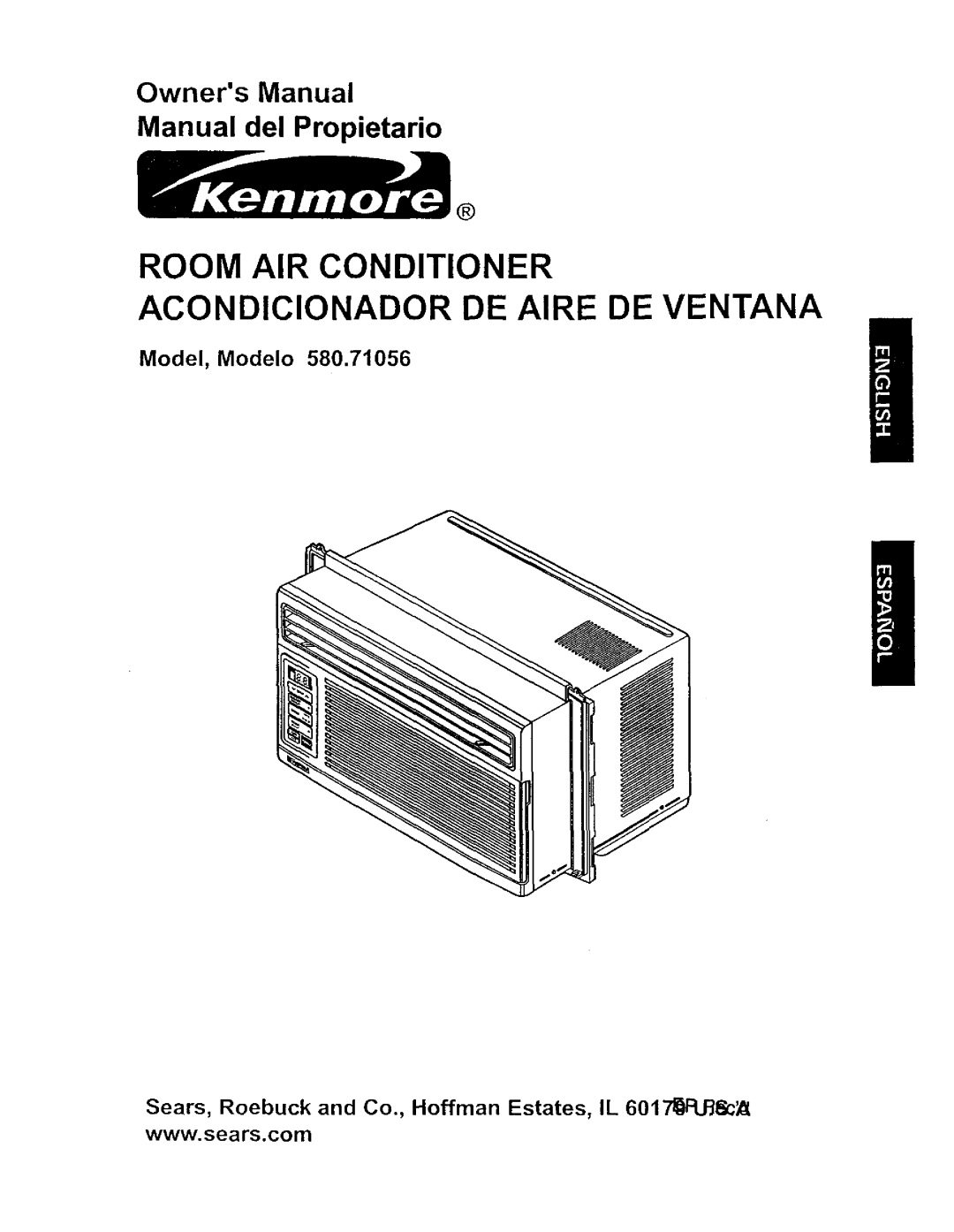 Kenmore 580.71056 owner manual Model, Modelo, Room Air Conditioner, Acondicionador De Aire De Ventana 