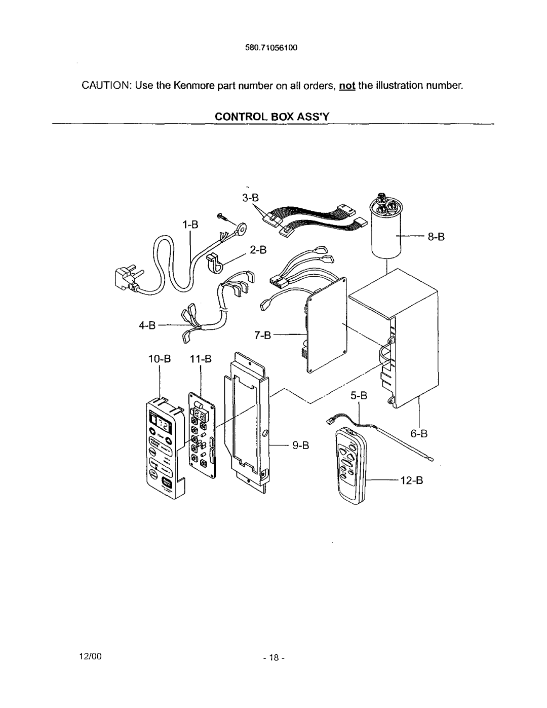 Kenmore owner manual no ttheillustrationnumber, Controlbox Assy, 580.71056100 